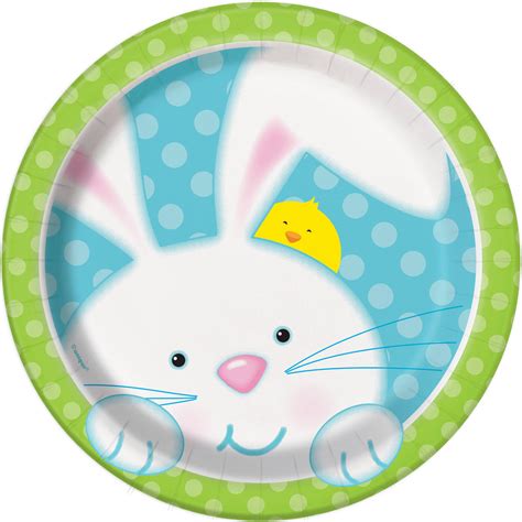 7 Spring Easter Bunny Paper Dessert Plates 8ct