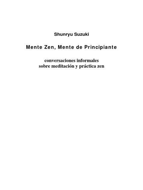 Suzuki Shunryu Mente Zen Mente De Principiante Pdf Zen Śūnyatā