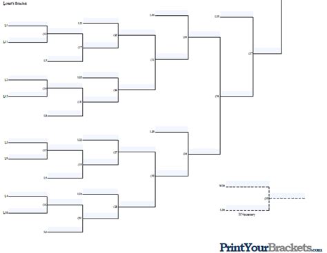 Fillable 20 Team Double Elimination Editable Tourney Bracket