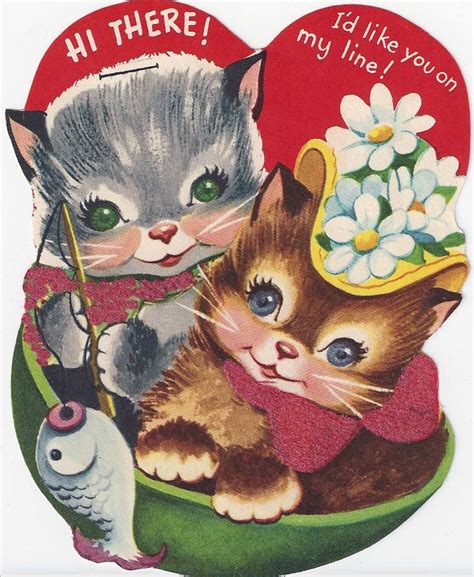 Valentine Cats Valentines Day Cat Cat Valentine Vintage Valentine Cards