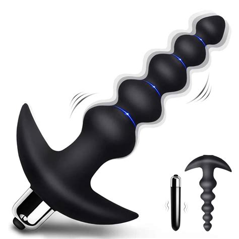 Vibrating Anal Beads Butt Plug Flexible Silicone 16 Vibration Modes