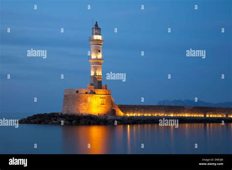 Chanias Picturesque Centuries Old Lighthouse In Venetian Harbour At