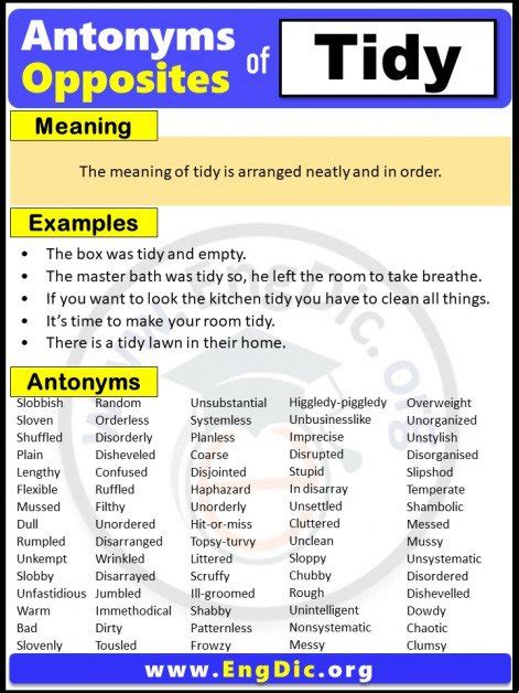 Opposite Words Of Tidy In English Pdf Archives Engdic