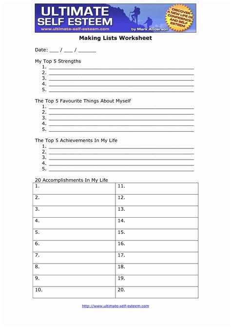 18 Self Esteem Worksheets And Activities For Teens And Adults Pdfs