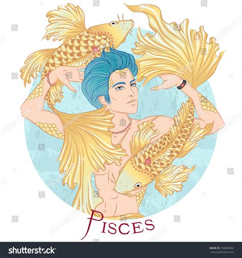 Zodiac Vector Illustration Astrological Sign Pisces Stock Vector Royalty Free