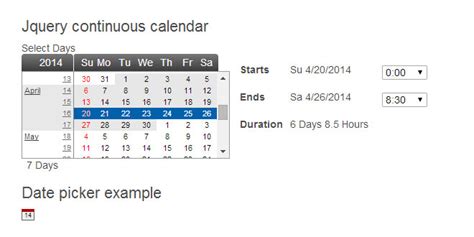 Js Tutorial Continuous Calendar Date Picker And Range Selector