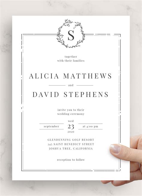 1) being held in a church/place of worship and hosted by the parents of the bride wording samples for wedding invitations when hosted by the bride's family. Download Printable Classic Formal Wedding Invitation PDF