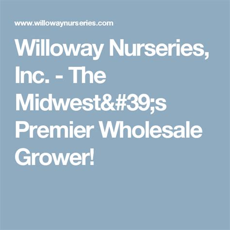 Willoway Nurseries Inc The Midwests Premier Wholesale