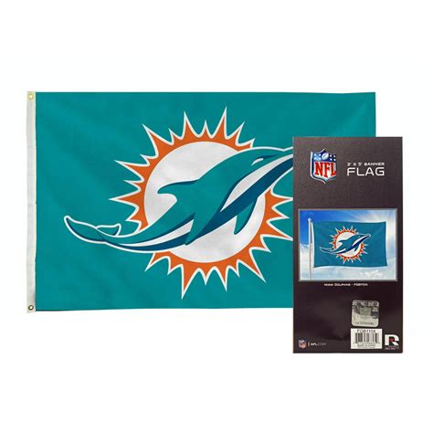 Miami Nfl Dolphins 3 X 5 Indoor Outdoor Banner Flag With Grommets For