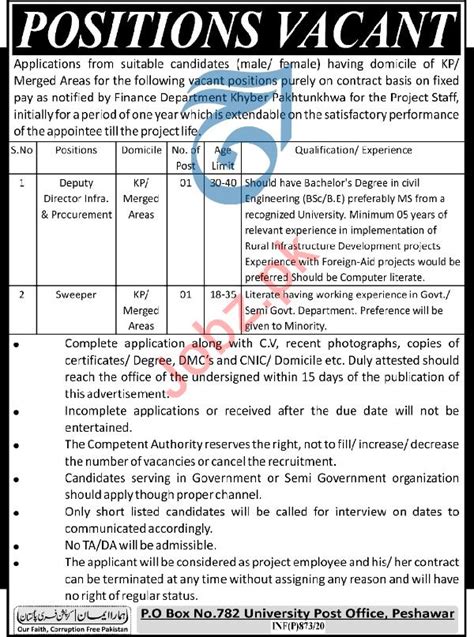 Finance Department Jobs 2020 In Peshawar Kpk 2023 Job Advertisement