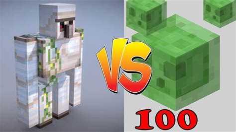 Iron Golem Vs 100 Slimes In Minecraft Youtube