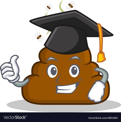 Graduation Poop Emoticon Character Cartoon Vector Image