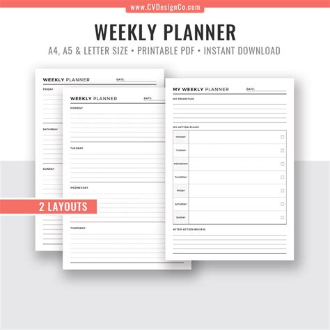 Digital Weekly Planner Weekly Organizer Weekly To Do List Weekly