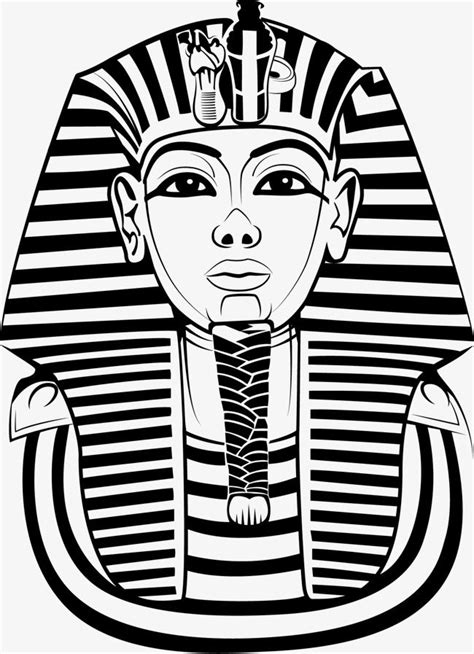 An Ancient Egyptian Mask With The Head Of Tutane In Black And White Illustration