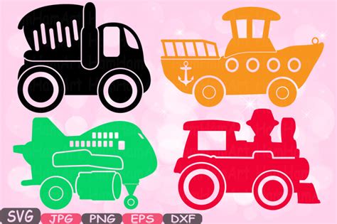 Download Toys Machine Silhouette SVG file Cutting files Dump Trucks wooden toy cars airplane boat train ...
