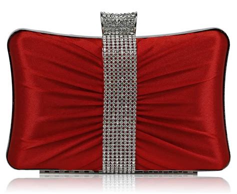 Wholesale Gorgeous Red Crystal Strip Clutch Evening Bag