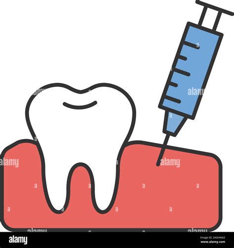 Icono De Color De Inyección De Goma La Anestesia Dental Ilustración