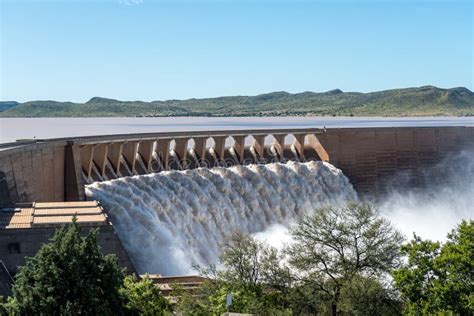 The Largest Dam In South Africa The Gariep Dam Overflowing Stock