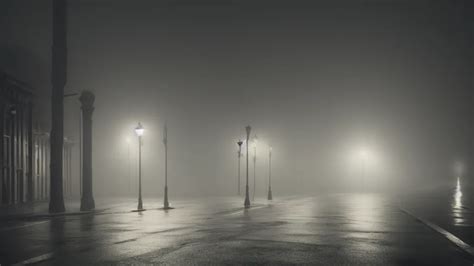 Photograph Of A Foggy City At Night By Henri Prestes Stable Diffusion