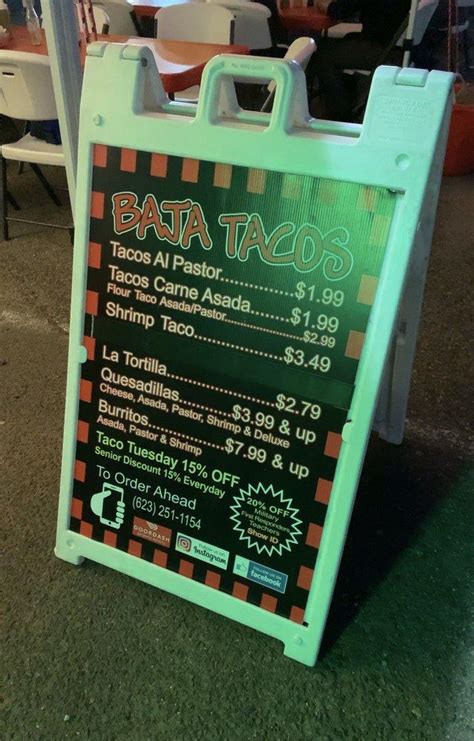 Menu At Baja Tacos Restaurant El Mirage W Thunderbird Rd