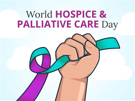 Premium Vector World Hospice And Palliative Care Day Concept Hand Holding Ribbon
