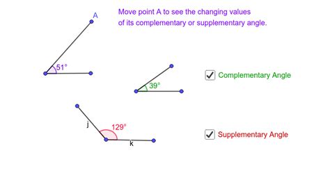 Complementary Vs Supplementary Angles Geogebra