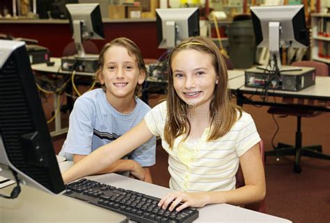 Kids In Computer Lab Stock Photo Image Of Cute Girl 3146806