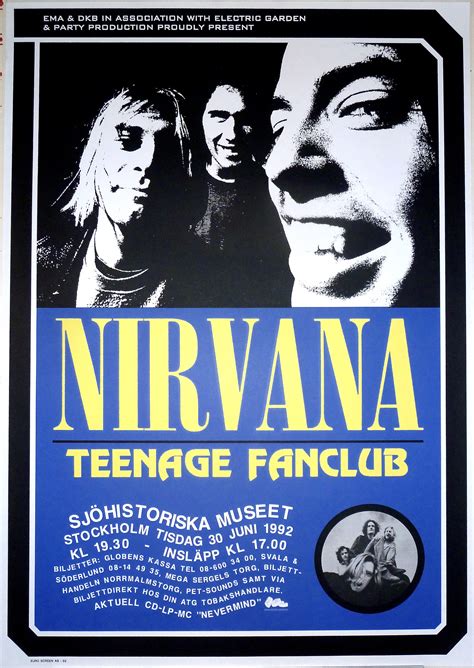 Nostalgipalatset Nirvana 1992 Stockholm 30 June Concert Poster