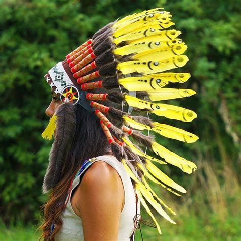 Yellow Chief Headdress 65cm Indian Headdress Novum Crafts