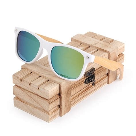 Wooden Wood Sunglasses Polarized White Square Frame Vintage Etsy