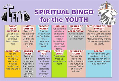 Spiritual Bingo For The Youth Youth And Young Adult Ministry