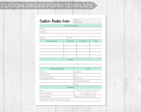 Custom Order Form Template Handmade Business Custom Order Form Craft Fair Custom Order Form