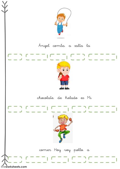 Actividades de preescolar segunda parte, para imprimir. Ordena las palabras - Ficha interactiva | Lecto escritura ...