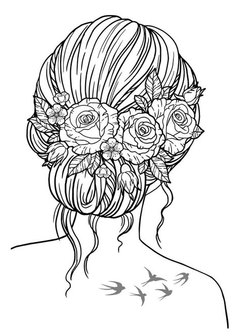 Coloring Book For Adults Girl With A Hairstyle Braided In The Hair Of
