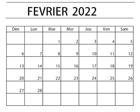Calendrier Fevrier 2022 Pdf The Imprimer Calendrier