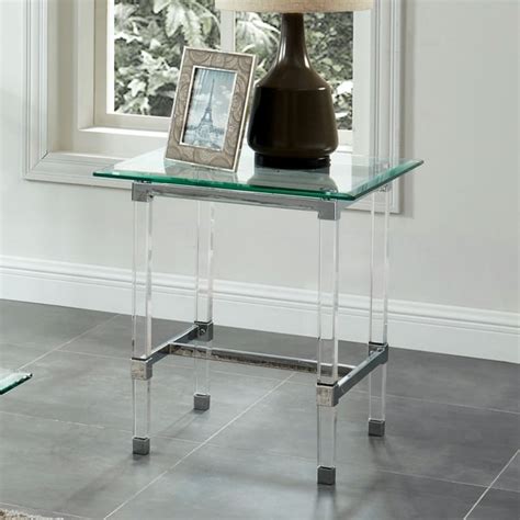 Shop Furniture Of America Hile Contemporary Chrome Glass Top End Table
