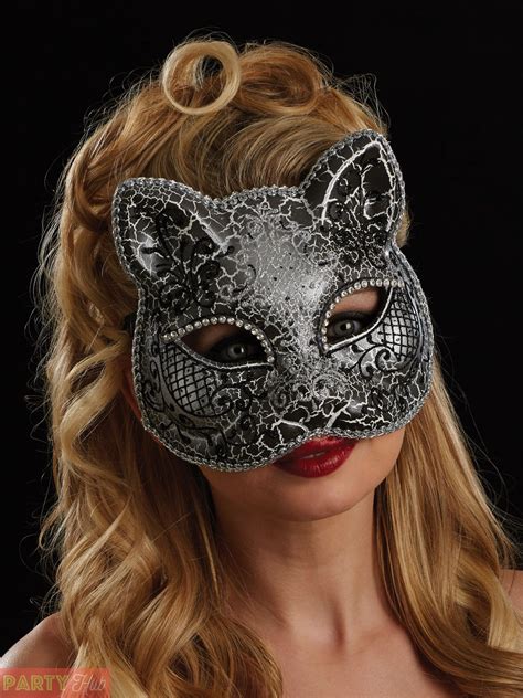 Ladies Masquerade Cat Panther Eye Mask Women Venetian Halloween Fancy Dress Cat Masquerade