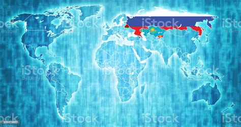 세계 지도에 유라시아 경제 연합 회원 국가 깃발 Eurasian Economic Union에 대한 스톡 벡터 아트 및 기타