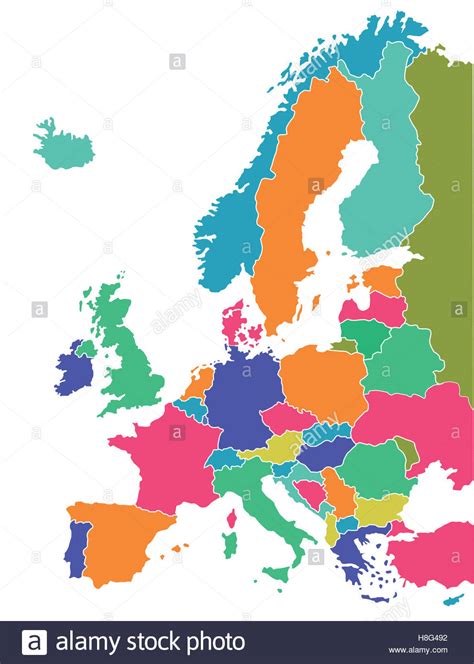 Die länder europas in einer tabelle. Europa-Karte Stockfoto, Bild: 125744446 - Alamy