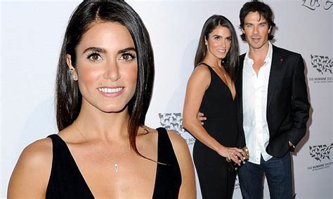 nikki reed shows off cleavage in plunging jumpsuit at humane society event daily mail online