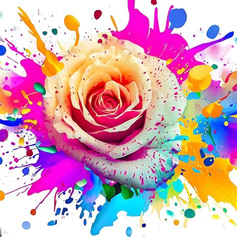 Premium Ai Image Abstract Color Splash And Isolated Flower Illustration