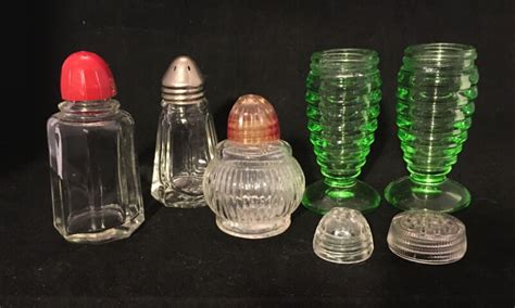 Check spelling or type a new query. Lot Of 5 Vintage Salt And Pepper Shakers Depression Glass, Bakelite, Some Lids -- Antique Price ...