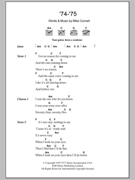 74 75 By The Connells Guitar Chordslyrics Guitar Instructor