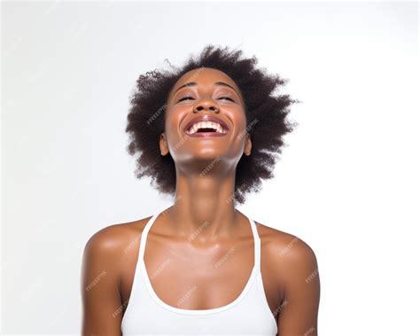 Premium Ai Image Happy African Woman In White Singlet