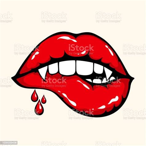 Vampire Lips Biting Stock Illustration Download Image Now Halloween