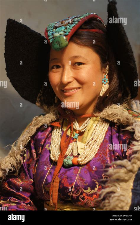 Young Woman In Traditional Ladakhi Dress Ladakh India Stock Photo Alamy