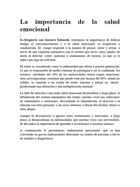 La Importancia De La Salud Emocional Seminario 50 Mas Descargar