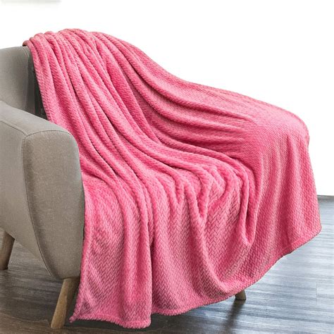 Pavilia Soft Flannel Fleece Blanket Throw Hot Pink