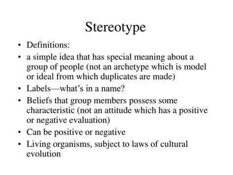 Narrative genre relies heavily on typical features to remain recognizable and generate meaning in the reader/viewer. PPT - Stereotype PowerPoint Presentation - ID:1244229