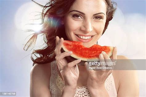 Watermelon Slice With Bite Photos And Premium High Res Pictures Getty